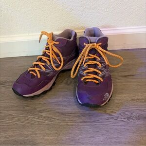 The North Face Purple Trail Shoes with Orange Laces